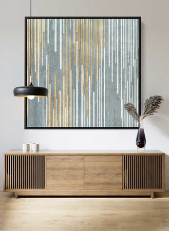 لوحة كانفاس مربع على إطار خشبي، تصميم فن تجريدي، للمنزل، غرفة المعيشة، المكتب، الديكور