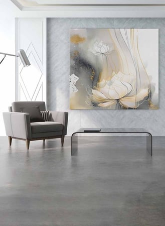 لوحة كانفاس مربع على إطار خشبي، تصميم زهور مميزة، للمنزل، غرفة المعيشة، المكتب، الديكور