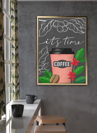 لوحة كانفاس على إطار خشبي بتصميم قهوة سوداء مع قهوة سوداء