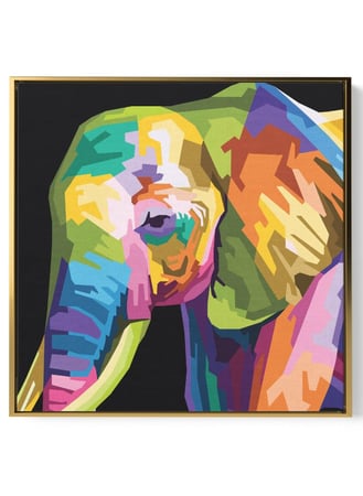 لوحة كانفاس على إطار خشبي بالفن التصوري لتصميم فيل ملون