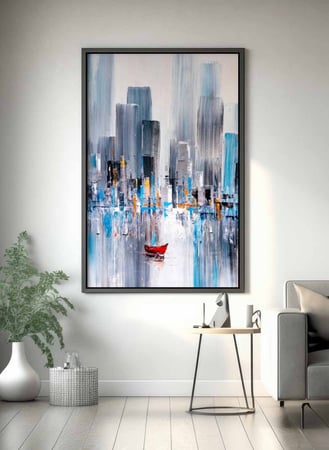 لوحة كانفاس على إطار خشبي، تصميم خليج مانهاتن، للمنزل، غرفة المعيشة، المكتب، الديكور