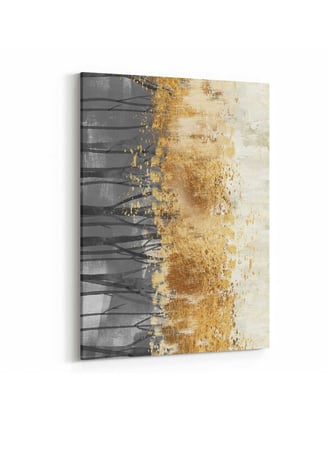 لوحة كانفاس على إطار خشبي، تصميم فن تجريدى غابة ذهبية، للمنزل، غرفة المعيشة، المكتب، الديكور