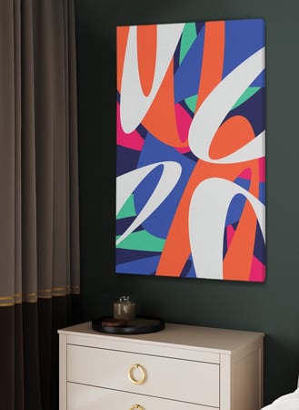 لوحة كانفاس على إطار خشبي بتصميم نمط فني ملون