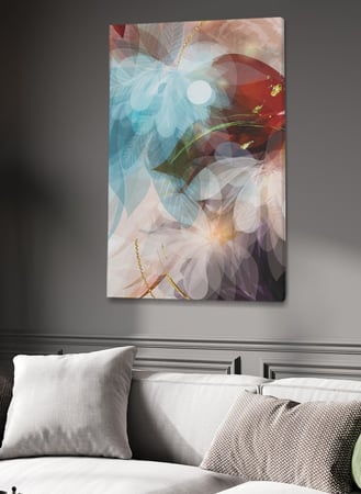 لوحة كانفاس على إطار خشبي بتصميم فن تجريدي نمط من الزهور