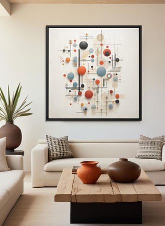 لوحة كانفاس على إطار خشبي بالفن التصوري لتصميم دوائر