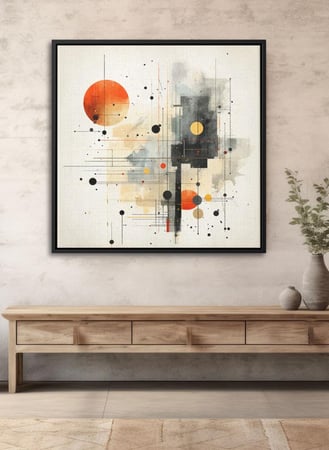 لوحة كانفاس على إطار خشبي بالفن التصوري لتصميم نمط فنى للشمس