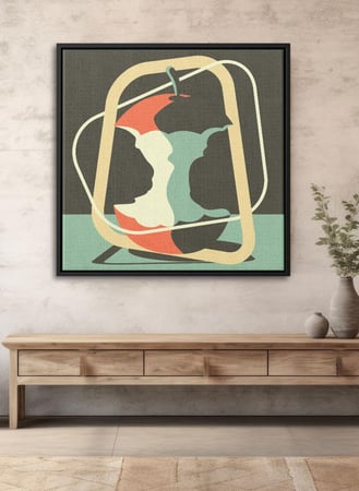 لوحة كانفاس على إطار خشبي بالفن التصوري لتصميم نمط فنى لتفاحة