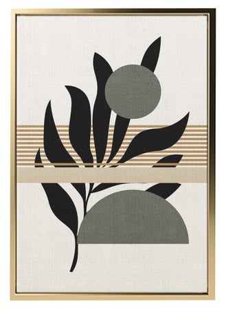 لوحة كانفاس على إطار خشبي بتصميم فن تجريدي ورقة شجر