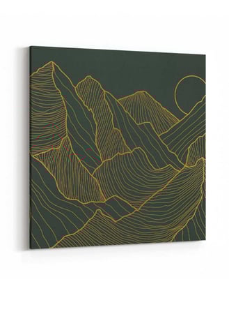 لوحة كانفاس مربع على إطار خشبي، تصميم منظر جمالى للجبال، للمنزل، غرفة المعيشة، المكتب، الديكور