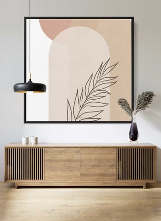 لوحة كانفاس على إطار خشبي بتصميم فن تجريدي لورقة شجر