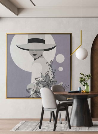 اشتر لوحة بورتريه بتصميم سيدة أنيقة بالوان هادئة تضفي لمسة جمال للحائط