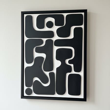 لوحة جدارية بارزة مصنوعة يدويا بتصميم عصري مع إطار أسود – ٥٠×٧٠ سم