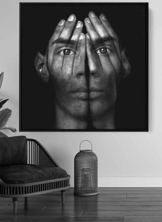 لوحة كانفاس مربع على إطار خشبي، تصميم رجل يغطى وجهه، للمنزل، غرفة المعيشة، المكتب، الديكور