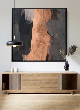 لوحة كانفاس مربع على إطار خشبي، تصميم فن تجريدي، للمنزل، غرفة المعيشة، المكتب، الديكور