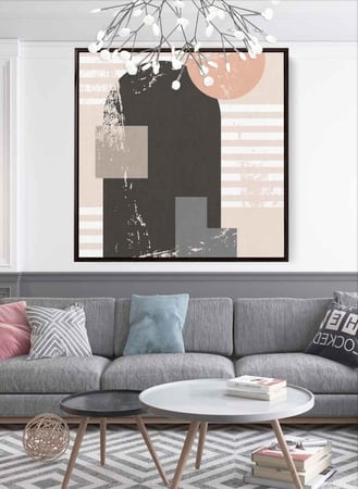 لوحة كانفاس على إطار خشبي بتصميم اشكال ملونه