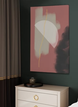 لوحة كانفاس على إطار خشبي بتصميم فن بوهيمي نصف قمر