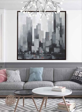 لوحة كانفاس على إطار خشبي بتصميم ناطحات سحاب المدينة