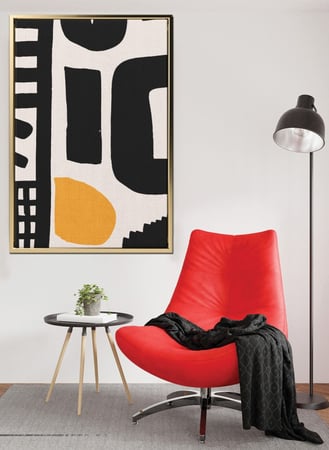 لوحة كانفاس على إطار خشبي بتصميم نمط أشكال فنية