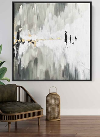 لوحة كانفاس مربع على إطار خشبي، تصميم فن زيتي، للمنزل، غرفة المعيشة، المكتب، الديكور