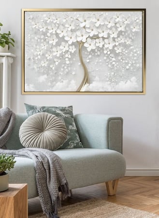 اشتر لوحة زهور بيضاء كانفاس بتصميم رقيم وفاخر لتزيين حوائط منزلك