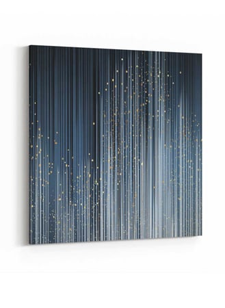 لوحة كانفاس مربع على إطار خشبي، تصميم فن تجريدي ملئ بالنجوم، للمنزل، غرفة المعيشة، المكتب، الديكور