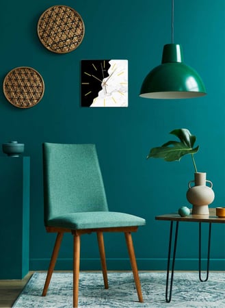 ساعة حائط مصنوعة من الأكريليك تعمل بالبطارية، بتصميم رخامي نصف ونصف، للمنزل، غرفة المعيشة، المكتب، الديكور