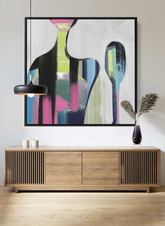 لوحة كانفاس على إطار خشبي بتصميم زوج من الأشخاص الملونة