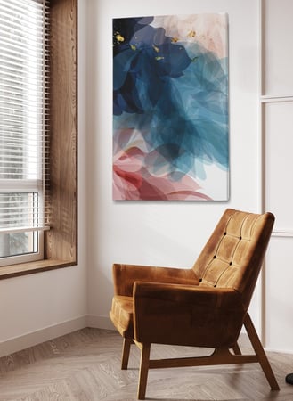 لوحة كانفاس على إطار خشبي بتصميم فن تجريدي نمط من الزهور