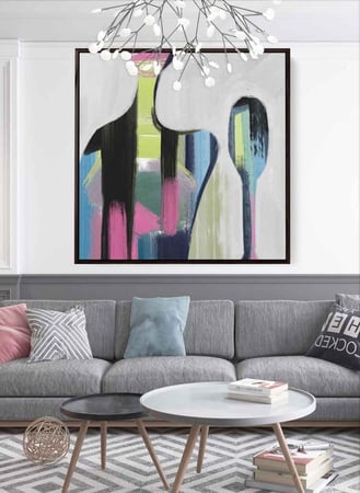 لوحة كانفاس على إطار خشبي بتصميم زوج من الأشخاص الملونة