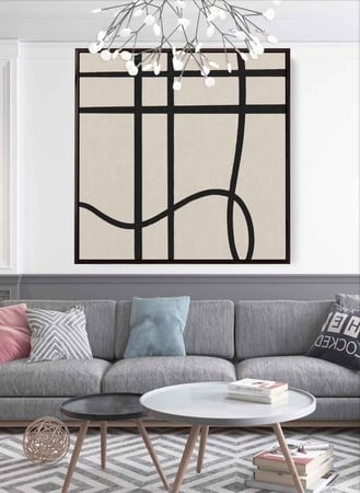 لوحة كانفاس على إطار خشبي بتصميم فن تجريدي سكندنافى