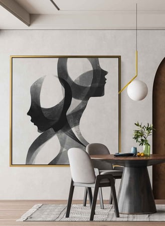 لوحة كانفاس على إطار خشبي بتصميم بورتريه لزوج من الأشخاص