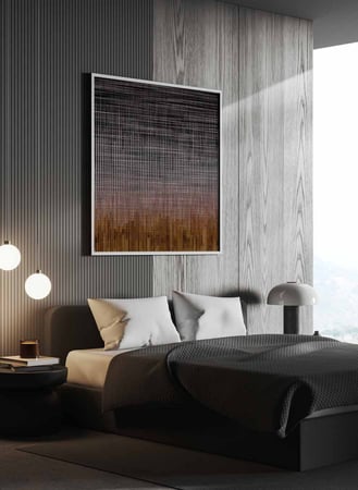 لوحة فنية تجريدية تعبيرية مربعه بتصميم تجريدي بألوان أسود وبني فخمه