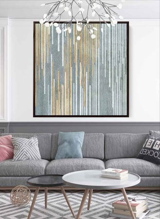 لوحة كانفاس مربع على إطار خشبي، تصميم فن تجريدي، للمنزل، غرفة المعيشة، المكتب، الديكور