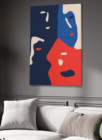 لوحة كانفاس على إطار خشبي بتصميم فن تجريدي وجوه متعددة