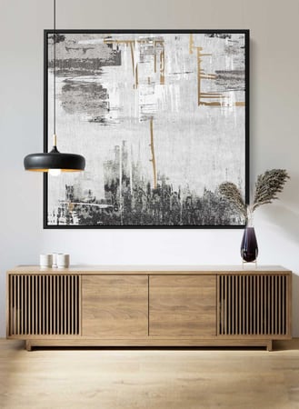 لوحة كانفاس مربع على إطار خشبي، تصميم فن تجريدي، للمنزل، غرفة المعيشة، المكتب، الديكور