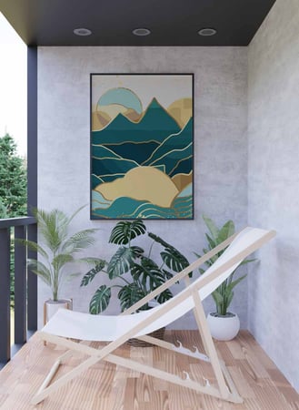 لوحة كانفاس على إطار خشبي، تصميم نمط جبال ، للمنزل، غرفة المعيشة، المكتب، الديكور