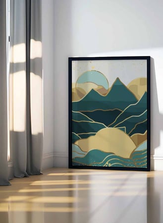 لوحة كانفاس على إطار خشبي، تصميم نمط جبال ، للمنزل، غرفة المعيشة، المكتب، الديكور