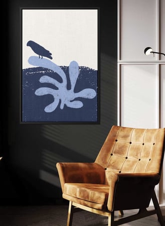 لوحة كانفاس على إطار خشبي بتصميم فن تجريدي لطائر