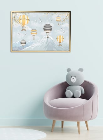 لوحة كانفاس على إطار خشبي بتصميم منطاد طائر