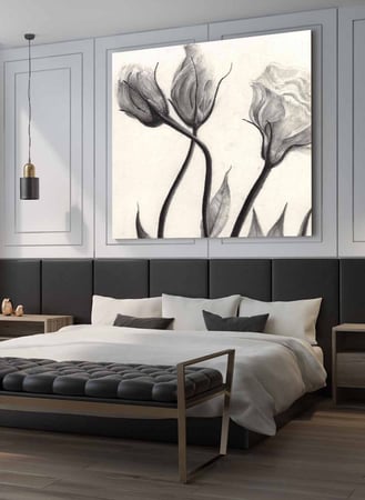 لوحة ازهار فخمه كانفاس مربعه بتصميم زهور جميله للديكور باالوان كلاسكيه