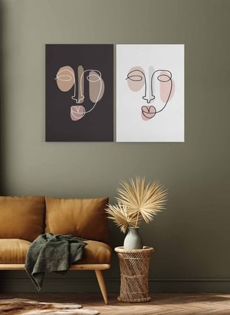 اشتر طقم لوحات مقسمه من قطعتين بتصميم وجه انثى بشكل فني فاخر