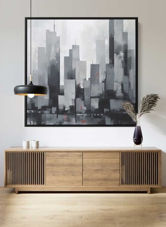 لوحة كانفاس على إطار خشبي بتصميم ناطحات سحاب المدينة