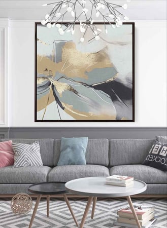 لوحة كانفاس مربع على إطار خشبي، تصميم فن زيتي لزهره، للمنزل، غرفة المعيشة، المكتب، الديكور