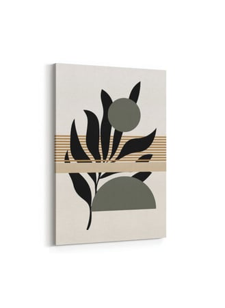 لوحة كانفاس على إطار خشبي بتصميم فن تجريدي ورقة شجر