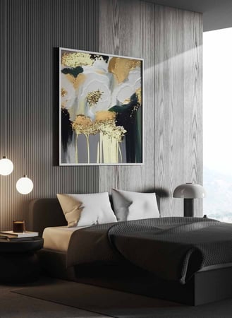 لوحة كانفاس مربع على إطار خشبي، تصميم فن زيتي ، للمنزل، غرفة المعيشة، المكتب، الديكور