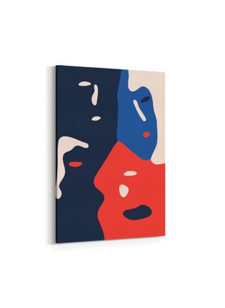 لوحة كانفاس على إطار خشبي بتصميم فن تجريدي وجوه متعددة