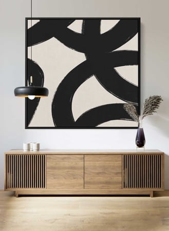 لوحة كانفاس على إطار خشبي بتصميم دوائر متداخلة