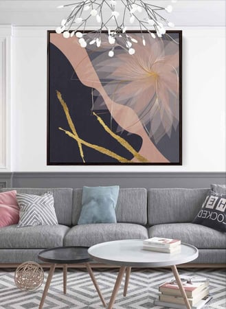 لوحة كانفاس على إطار خشبي بتصميم فن تجريدي