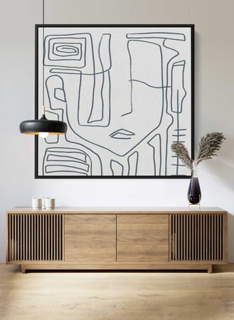 لوحة كانفاس على إطار خشبي بتصميم فن تجريدي سكندنافى