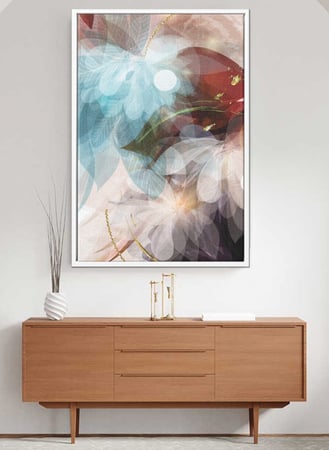 لوحة كانفاس على إطار خشبي بتصميم فن تجريدي نمط من الزهور